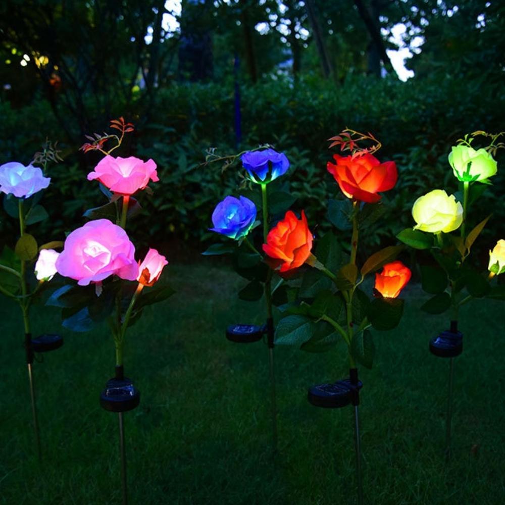 Rose Stake Light Outdoor LED Solar Light Patio Pathway Garden Decor (ESG19672)